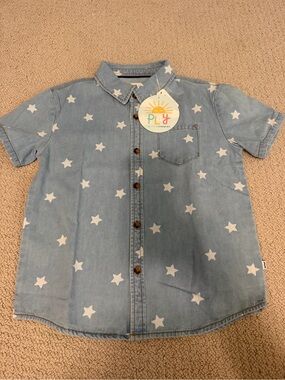 Little Sleepies Light Blue Star Denim Button-Down Shirt